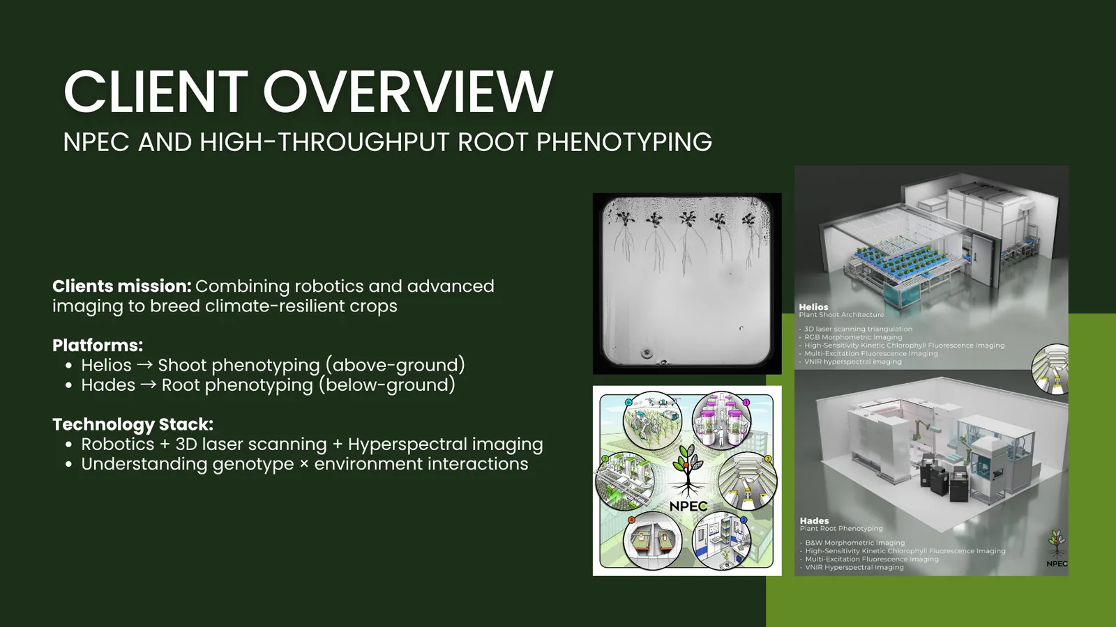 Client overview: NPEC and high-throughput root phenotyping